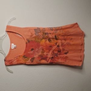 Mossimo Coral Floral Tank with Pocket Size M